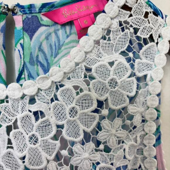 Lilly Pulitzer Nola Shift Crochet Lace Spring Midi Floral Easter Dress Medium - Picture 4 of 11